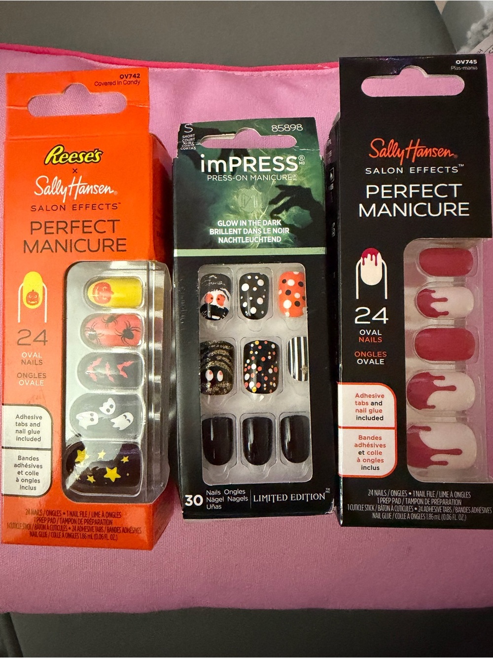 Sally Hansen & imPRESS Halloween Nail Set Bundle - Pink, Orange, Black